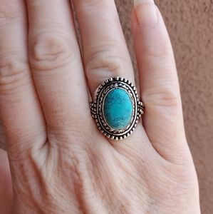 New Unique Turquoise 925 Silver Ring.